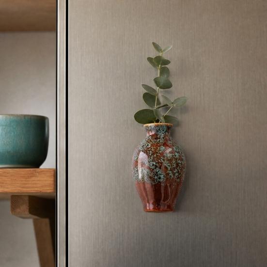 Mini Ceramic Vase Refrigerator Magnet, 3D Chinese Style Flower Vase Fridge Magnet, Home Office Kitchen Locker Decoration Magnet