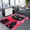 Black Cat Floral Print Door Mat, Non-Slip Polyester Entrance Carpet for Home Office Decor Floor Protector