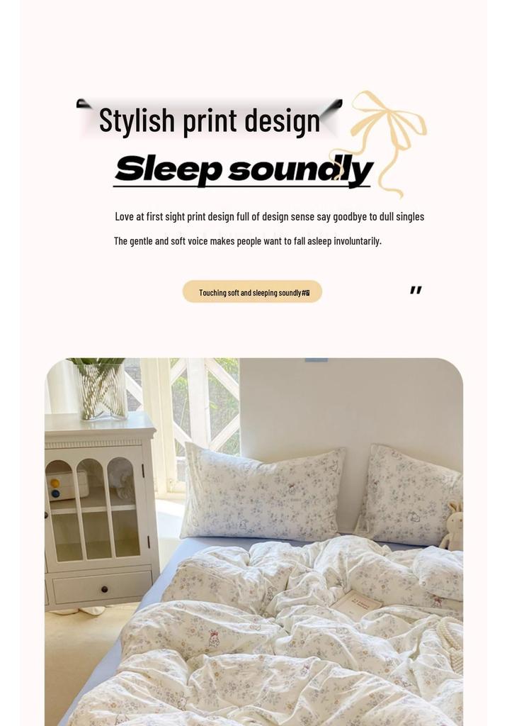 2025 New Style Summer Bedding Set: Double Layer Gauze Bed Sheet & Duvet Cover, Dormitory Four-Piece Set