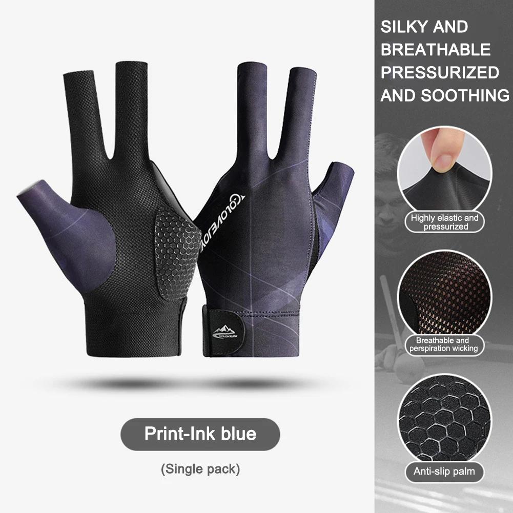Open Finger Billiard Pool Gloves Adjustable Sticker Polyester Snooker Billiards Gloves Smooth Soft Portable Training Accessories