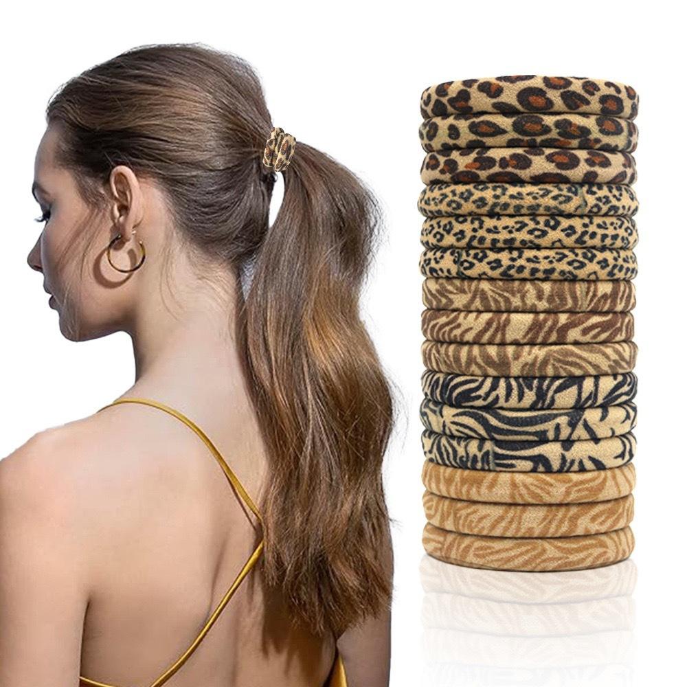 5PC/Set High Elastic Leopard Rubber Band Ponytail Tie Hair Rope for Women Simple Nylon Hair Ring Head Rope Hair Accessories