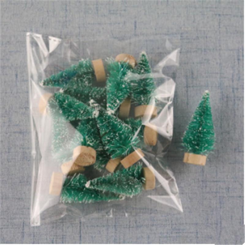 12шт мини Рождественская елка Снежная сосна Рождественские украшения DIY Снежные украшения Мини-елки 12pcs/pack зелёный