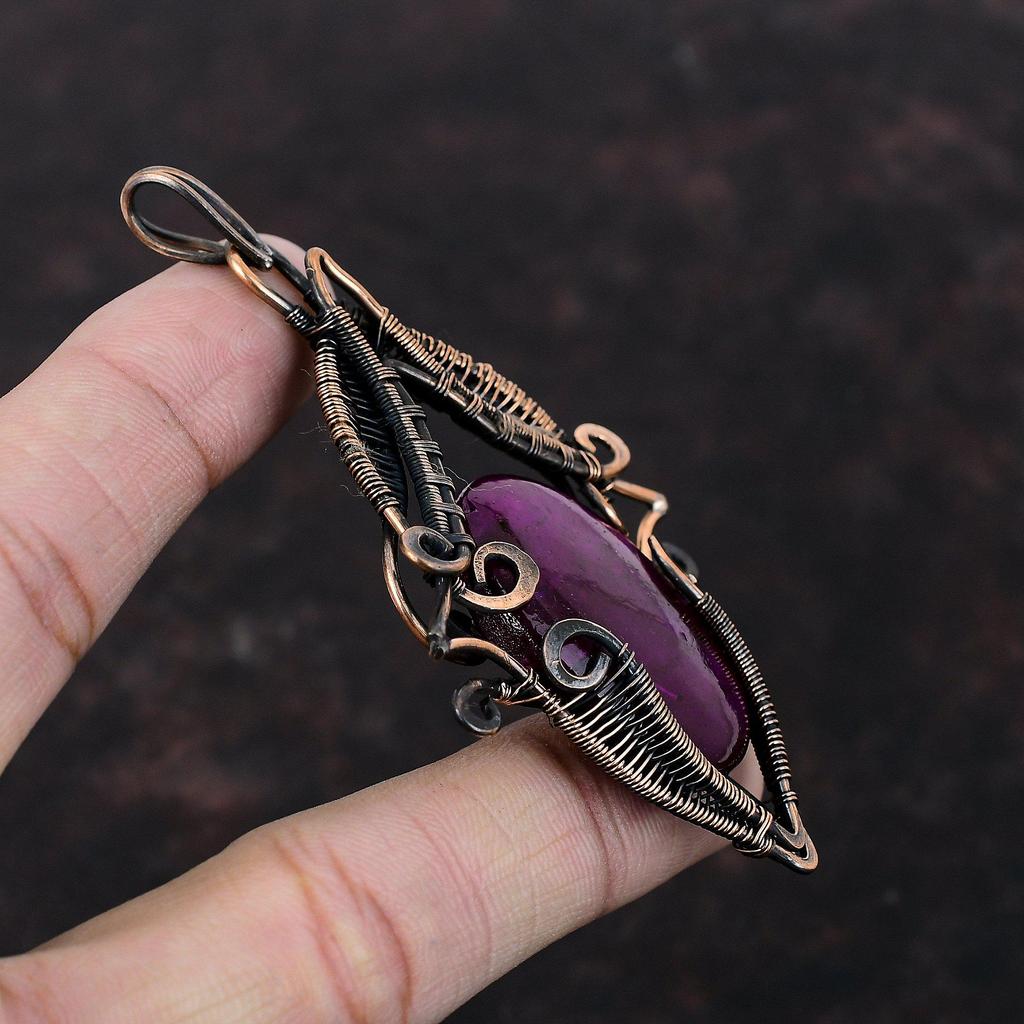 Pendentif Labradorite Feu Violette Pendentif Enveloppé de Fil de Cuivre Pendentif Fait Main Bijou Unique en Cuivre Pendentif Pierre Gemme de Qualité Supérieure Cadeau pour Maman