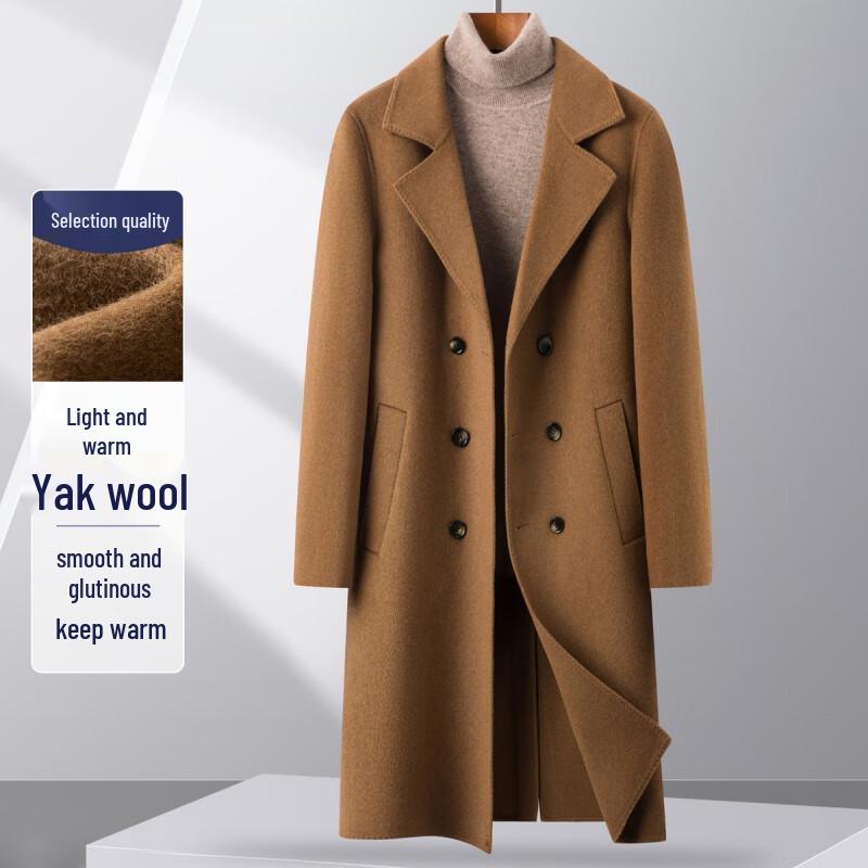 

FAPAI.EC Men s Yak Wool Blend Mid-Length Coat 3XL