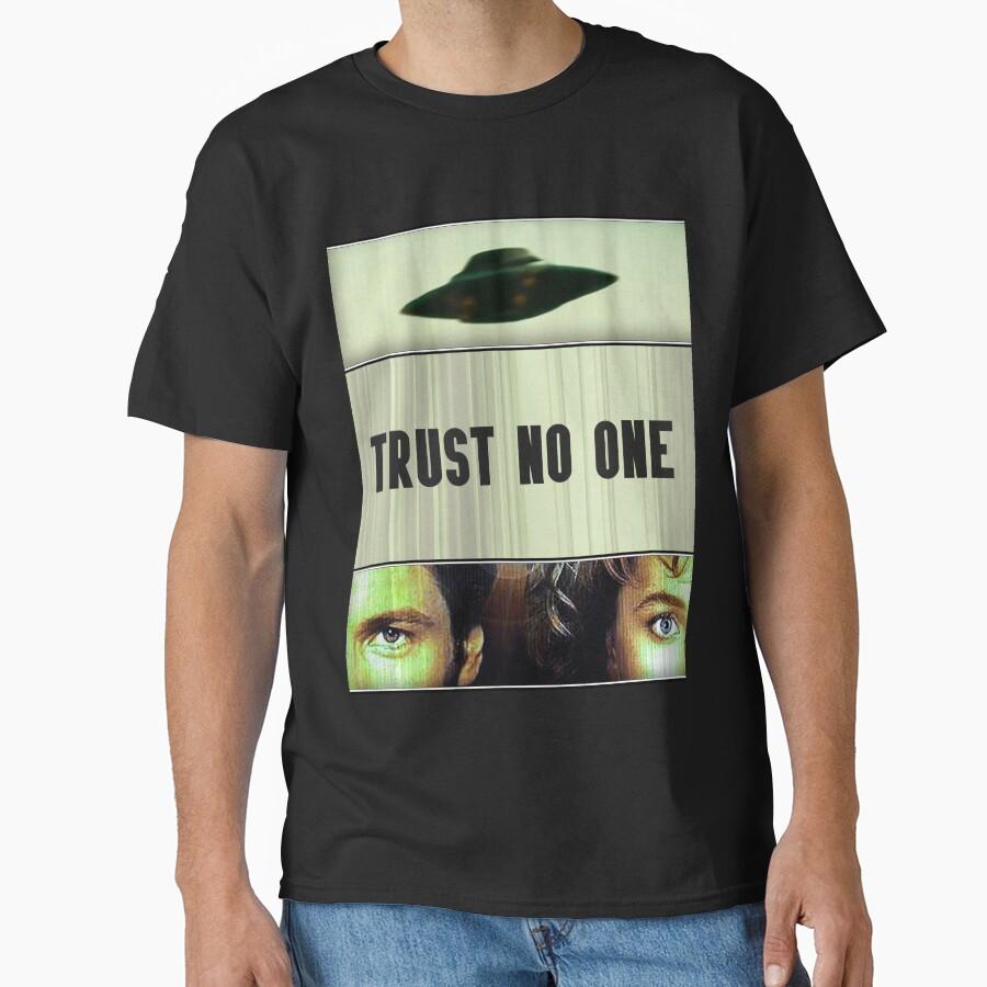 Trust No One 1104 Vintage Sci Fi Tv Series The X Files Movie Gift T Shirt for Man Alien Graphic