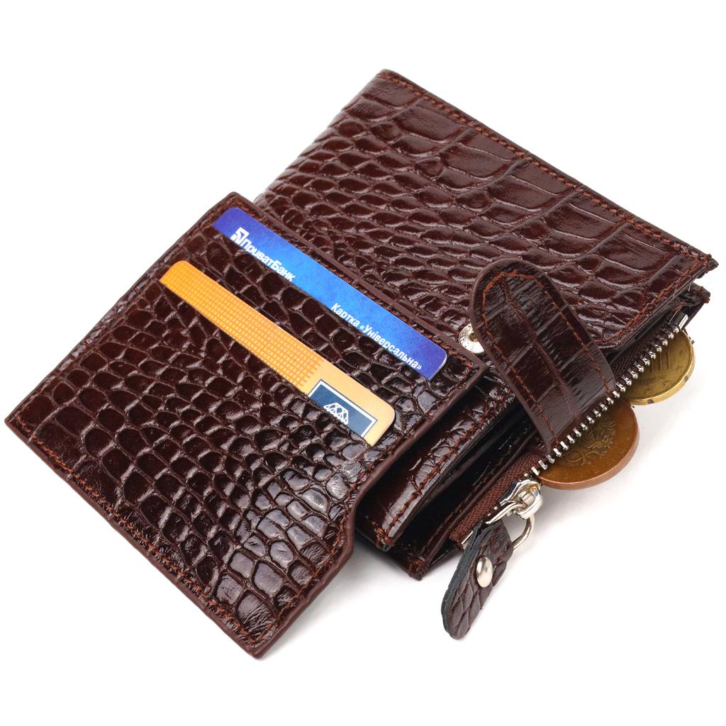Horizontal Men's Wallet Made of Genuine Textured Leather CANPELLINI Purse 21503 Brown