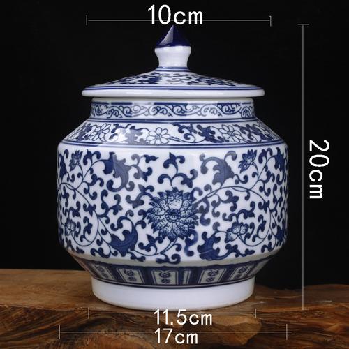 Ceramic Blue White Porcelain Storage Tank with Lid Living Room Entrance Decoration Tea Pot Candy Small Object Family Storage Jar