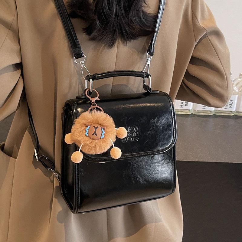 Vintage Maillard High Quality Oil Wax Leather Portable Small Square Bag Ladies Commuter Niche College Style Backpack