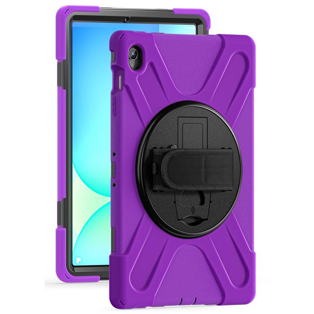 For Samsung Galaxy Tab S10 FE+ SM-X620/ SM-X626B Case Rotary Kickstand PC+Silicone Hand Strap Tablet Cover