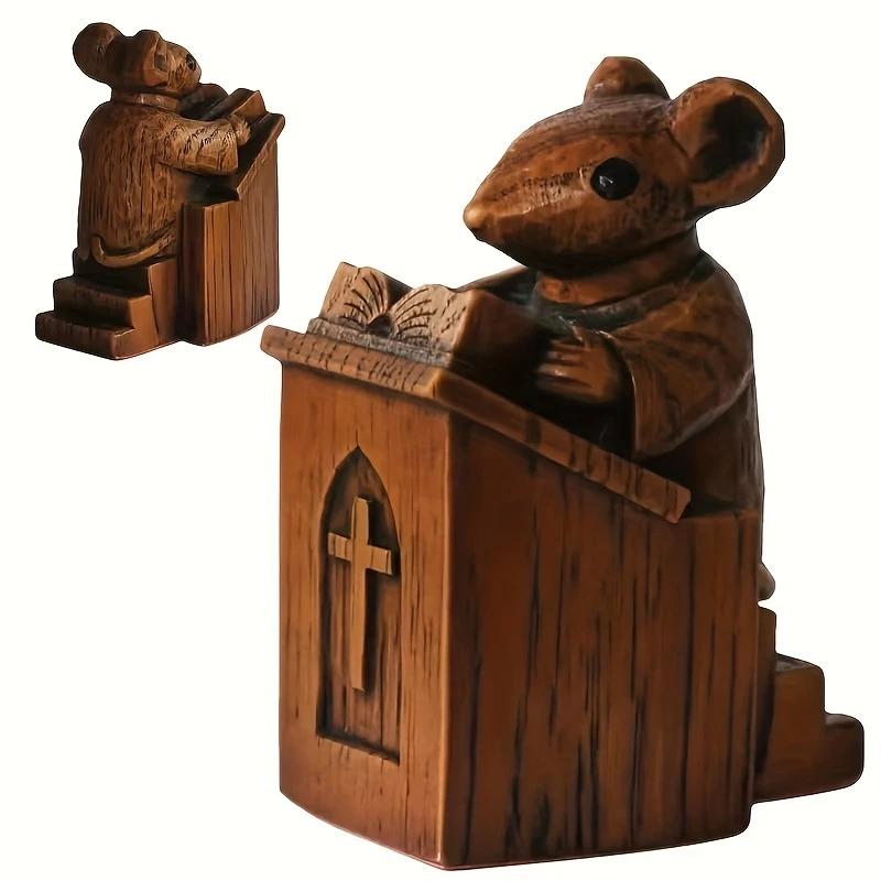 Cute Church Mouse Statue Series Small Statues Art Craftsmanship Resin Church Mouse Statue Priest Craftsmanship Decoration