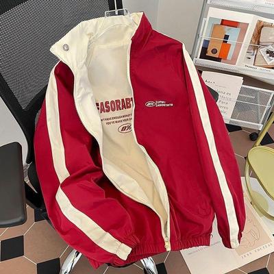 Giacca a vento impermeabile primaverile/autunnale per giovani, casual, per coppia, con colletto alla coreana, reversibile, top per uomo e donna