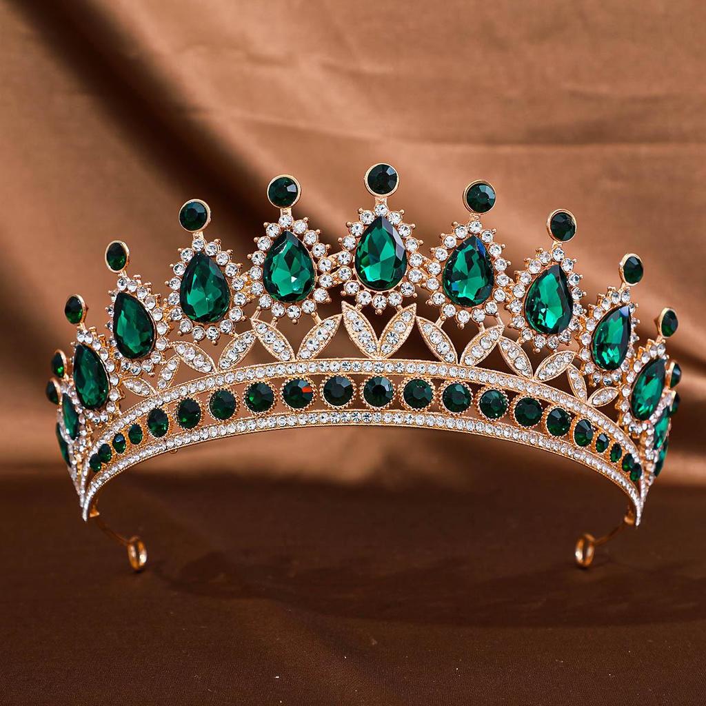 European & American Tiara Bridal Headwear: Princess Crown with Alloy & Inlaid Diamonds