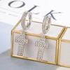 Kreuz Glitzernde Strass-Steckerohrringe - Hip Hop Hoher Glanz Street Dance Trend