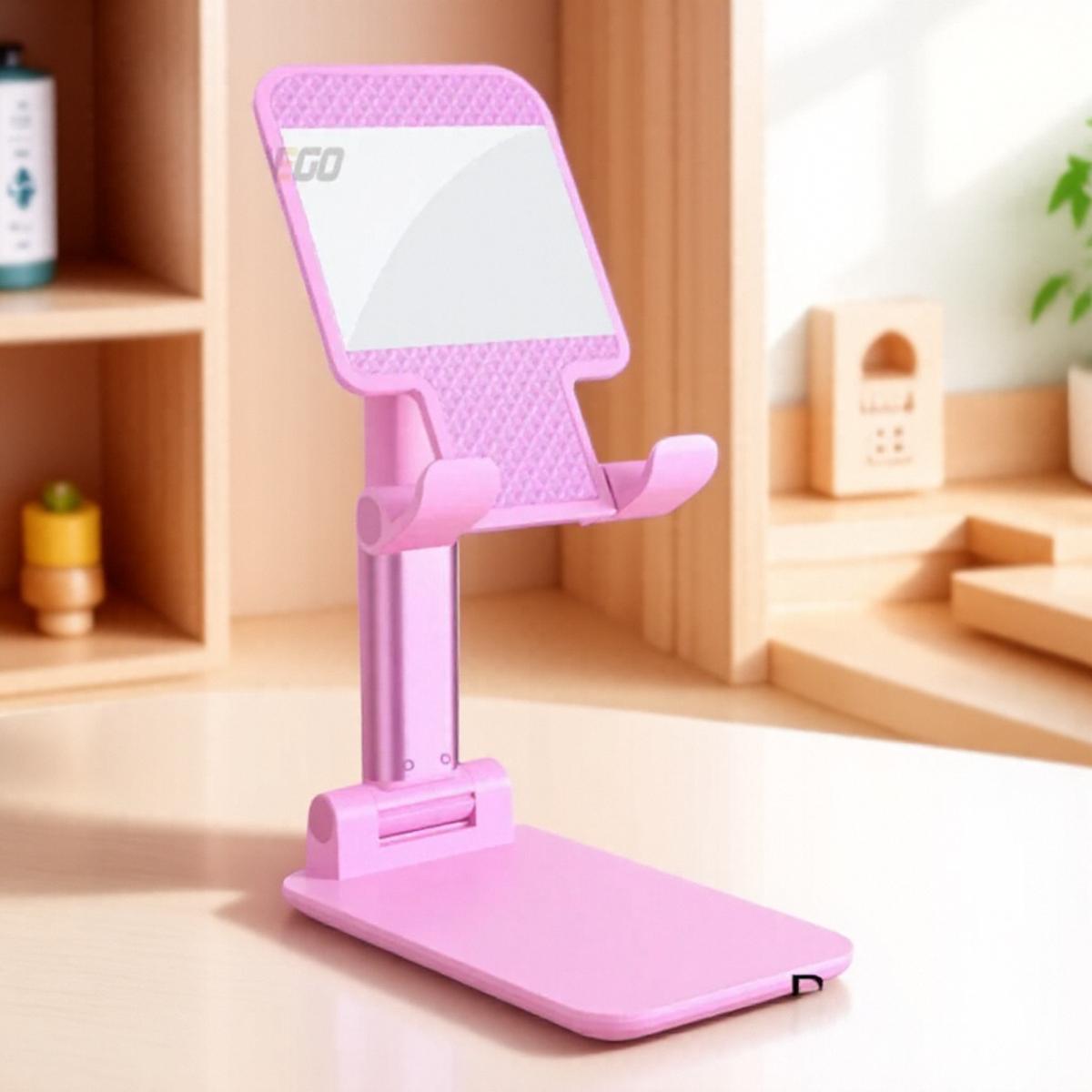 

Portable Adjustable Mobile Phone Tablet Stand Holder Bracket Folding Desk Mount for Phone Accessories рожевий