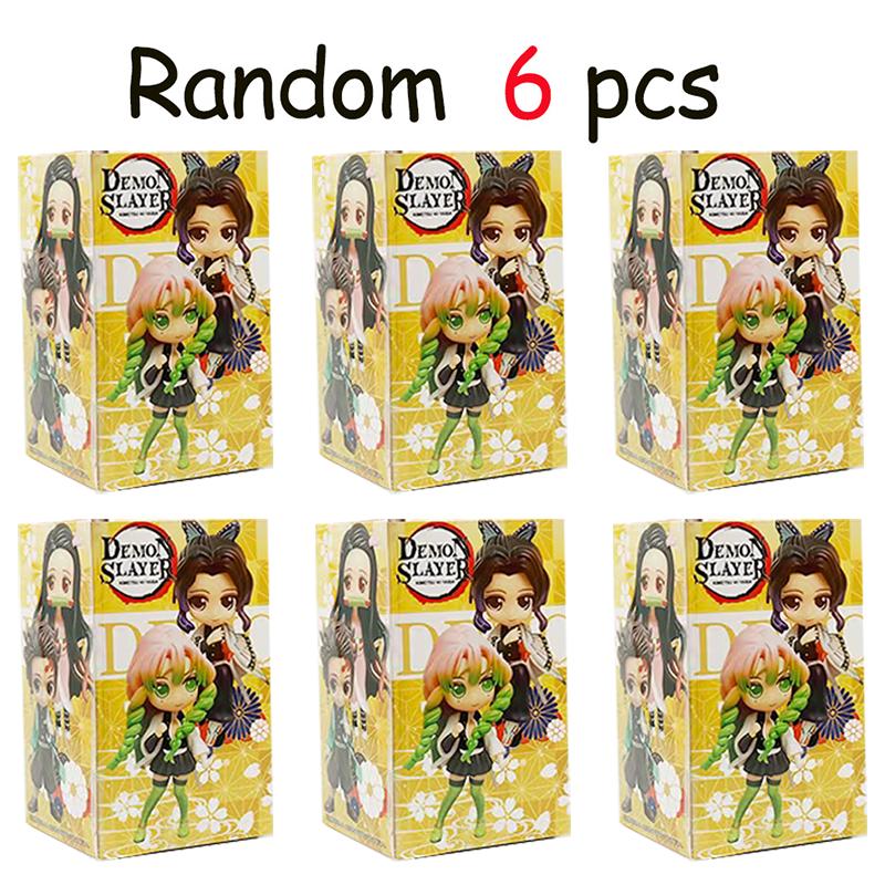 8pcs Anime Demon Slayer blind box Tanjiro Kamado Nezuko cartoon figure PVC model ornament child Christmas Halloween gift