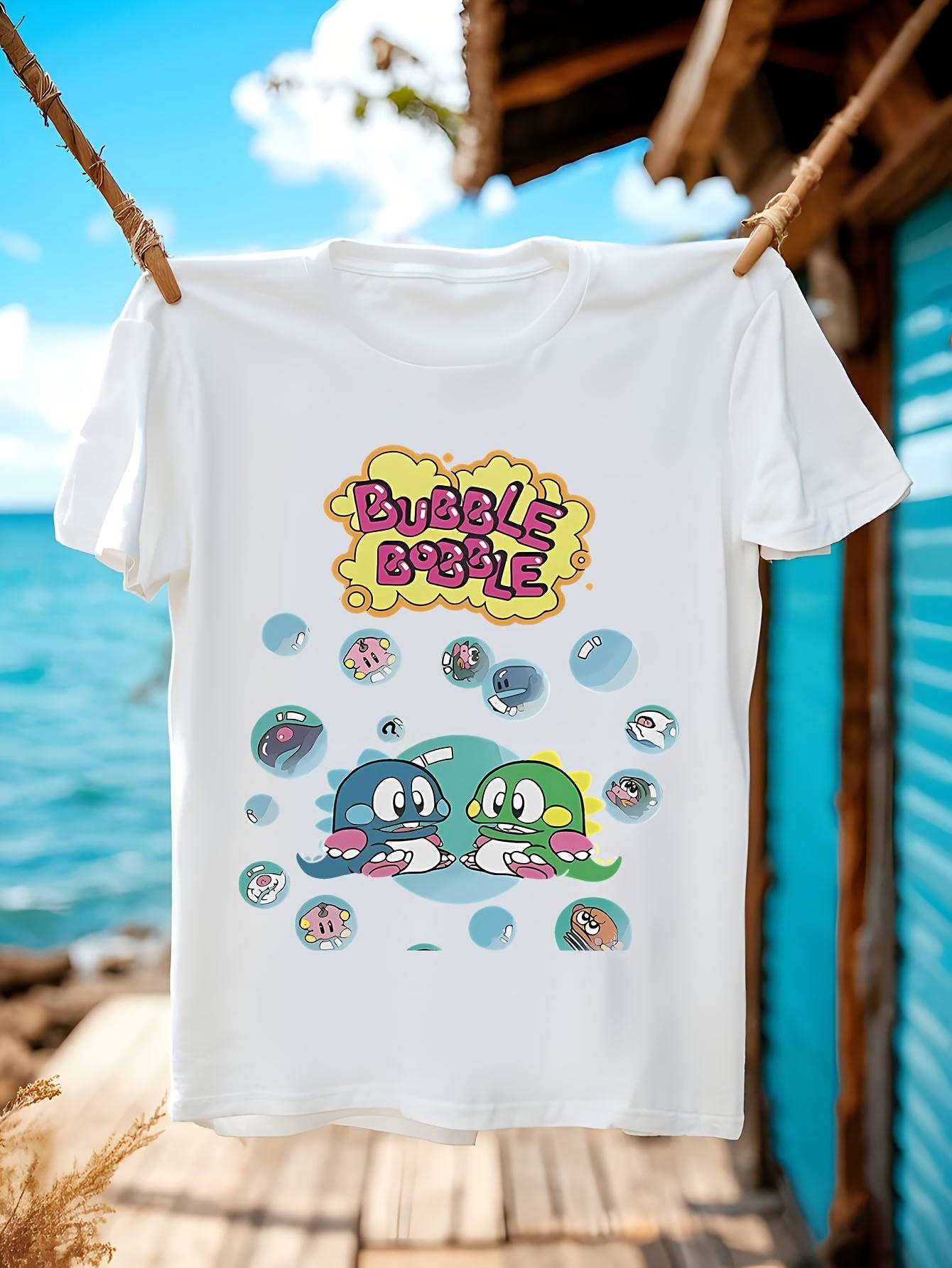Bubble Bobble Retro Arcade Game Tshirt White Tee with Bob... XXXL