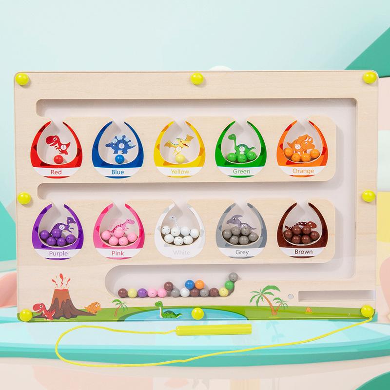 

Wooden Children S Early Education Magnetic Dinosaur Egg Color Classification Board Exercise Hand-Eye Coordination Educational Toy