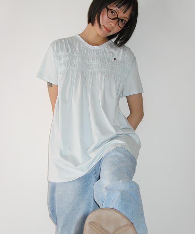 RONRON Smoked Flare T Shirt Soft Blue