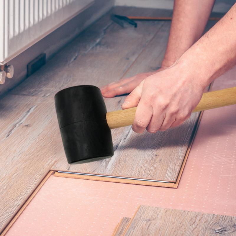 Rubber Mallet Hammer Multifunctional Rubber Hammer for Floor Tile Installation Rubber Mallet with Fiberglass Solid Wood Handle