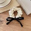 Versatile Black & White Polka Dot Bow Hair Tie – High Elastic Fabric Ponytail Holder for Women