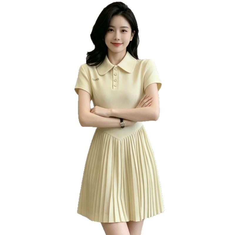 Xiaoxiangfeng POLO Collar Short-sleeved Dress for Women's Summer New Small Waist and Thin Pleated Short Skirt
