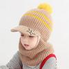 Kids' Winter Wool Hat with Velvet Lining & Duckbill Cap: Face Protection and Scarf Combo