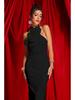 White Ribbon Floral Halter Long Red Evening Dress - European & American Style