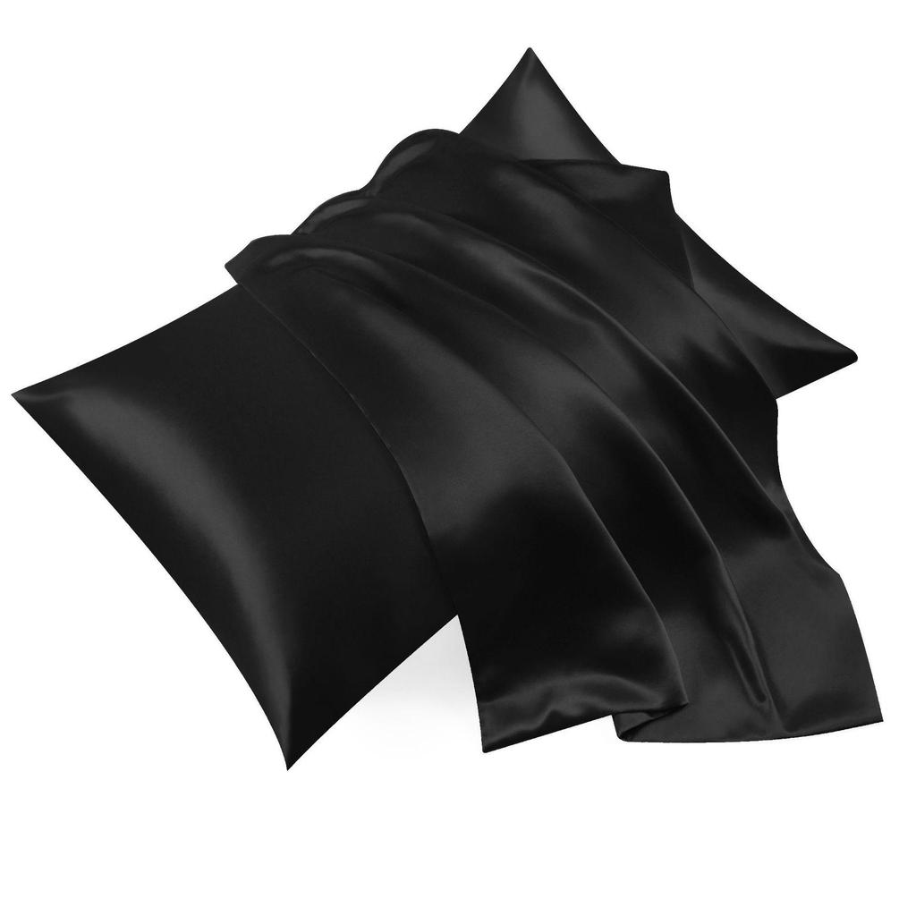 Solid Color Ice Silk Satin Zipper Pillowcase