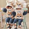 Winter Warm Teenage Pajamas Animal Cartoon Kids Pijamas Set Coral Fleece Plush Home Clothes Suit Hooded Flannel Boys Sleepwear