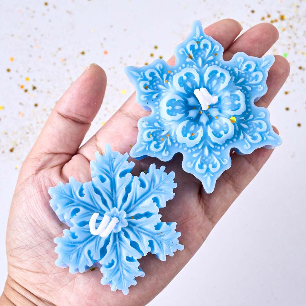 Schneeflocken Relief Silikon Kerzenform DIY Weihnachtsornament Duftkerzen Seifenformen Gips Harz Handwerk Herstellung Heimdeko