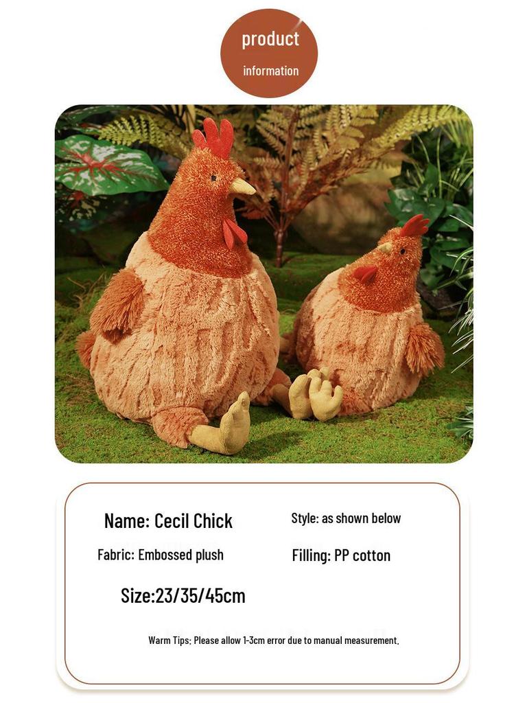Cecil the Chick Plush Hamburger Rooster Stuffed Toy for Kids