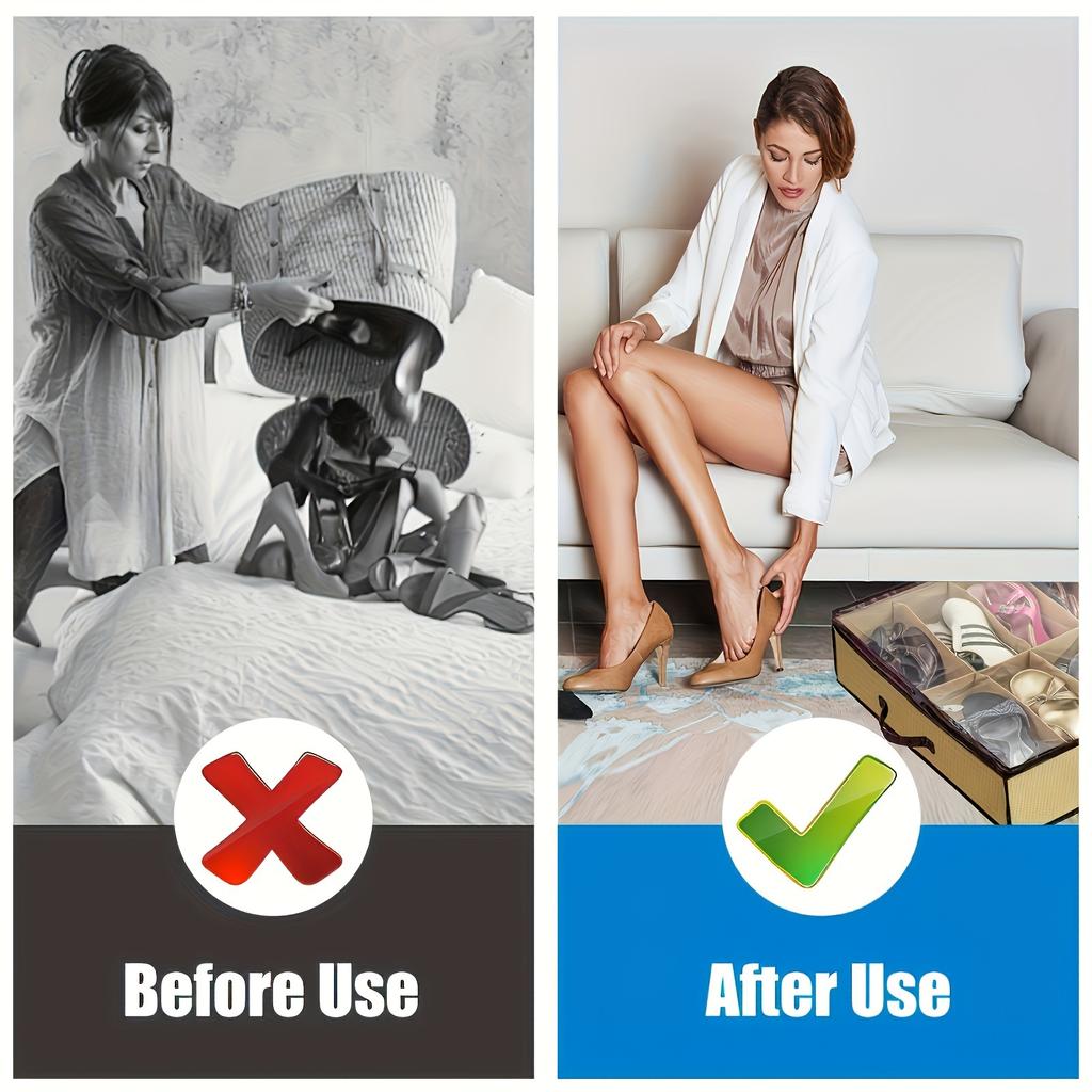 Platzsparende Schuhaufbewahrungsbox mit 12 Fächern und staubdichtem Klarsichtdeckel - Perfekt für Schlafzimmer und Kleiderschrank