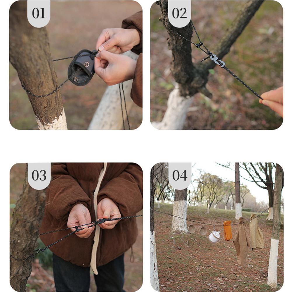 3 Meters Hanger-free Reflective Windproof Adjustable Portable Storage Rope Outdoor Bead-type Cothesline for Outdoor Camping