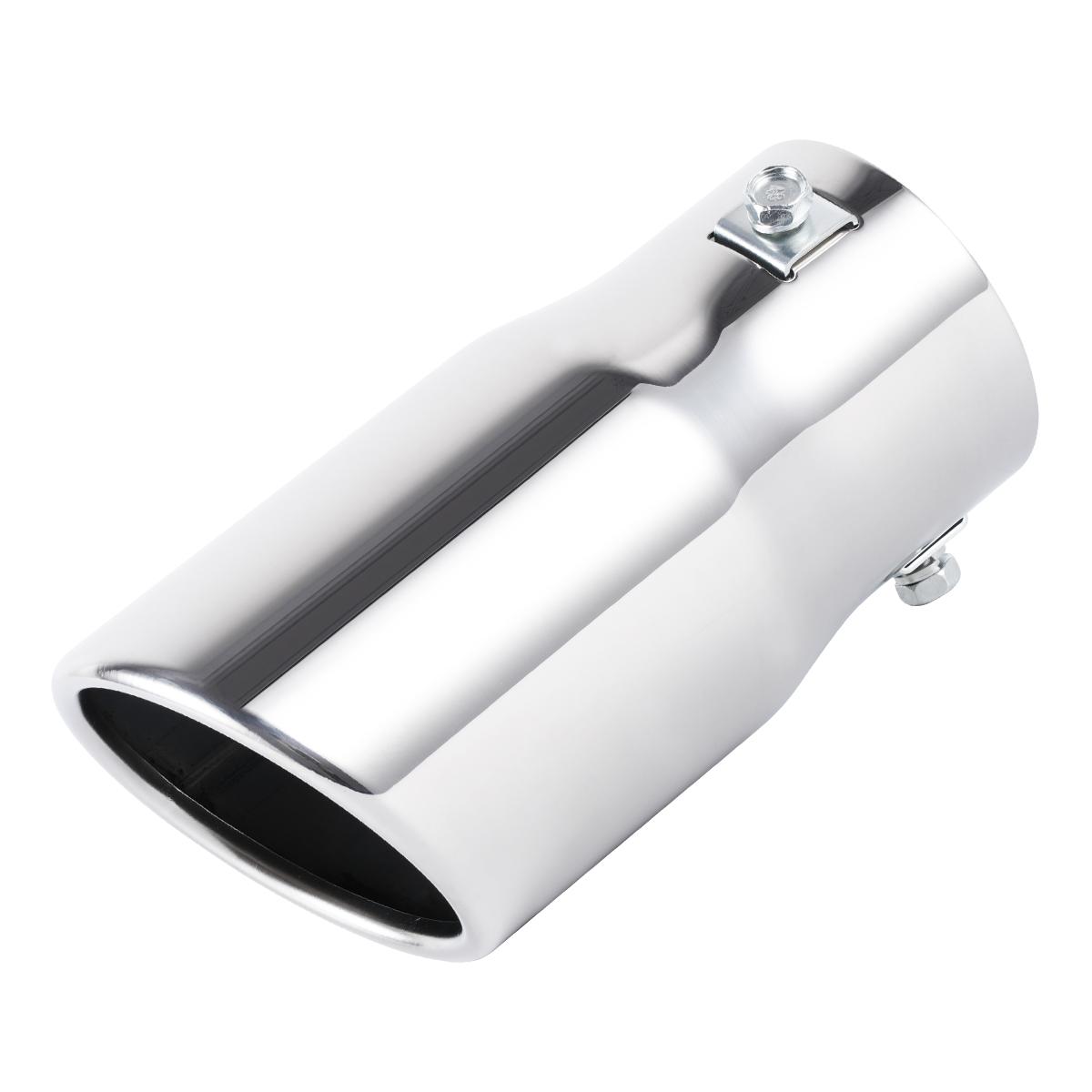 1pc Universal 6.3CM Exhaust Tailpipe Tips Car Accessories Round Angled-mouth Straight Stainless Steel With Single Outlet серебряный