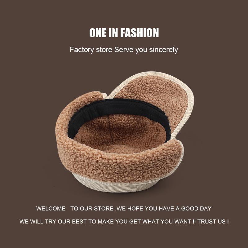 Lamb wool thickened warm duck tongue ear protection hat men and women autumn and winter thickened cycling flight