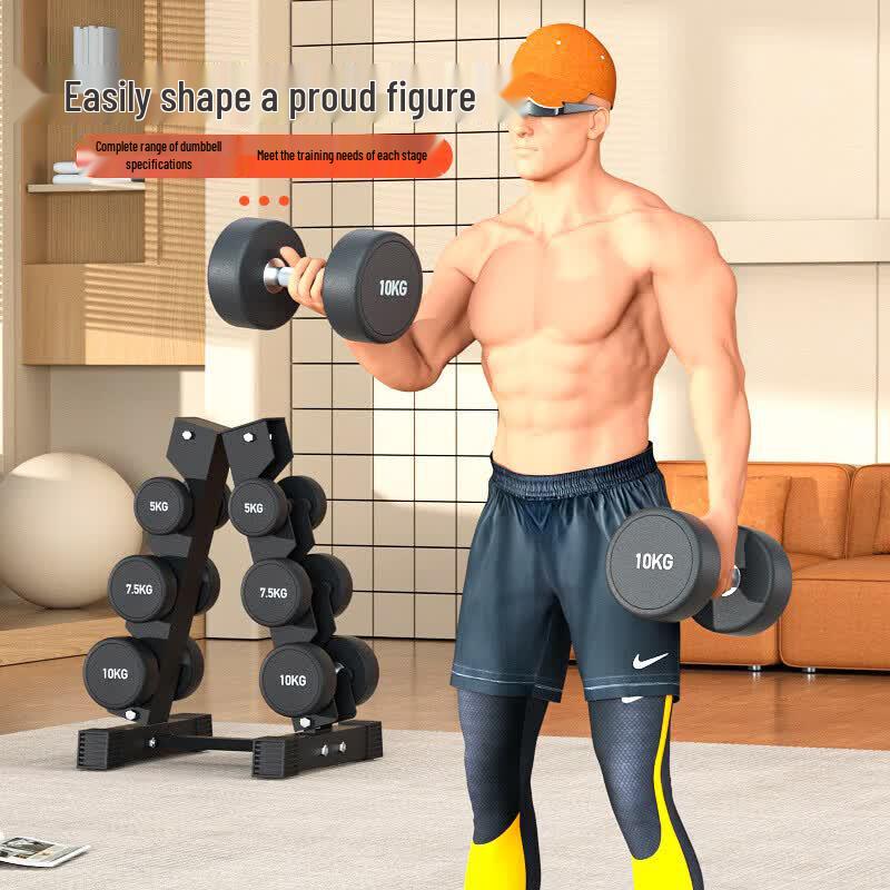 Rubber-Coated Fixed Dumbbell & Rack Sets