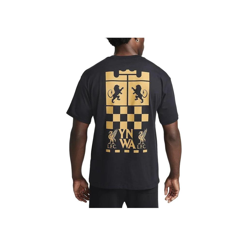 Nike Letter Print Crew Neck Casual Pullover Short Sleeve Drop Shoulder T-Shirt Men T-Shirts Black FQ4907-010