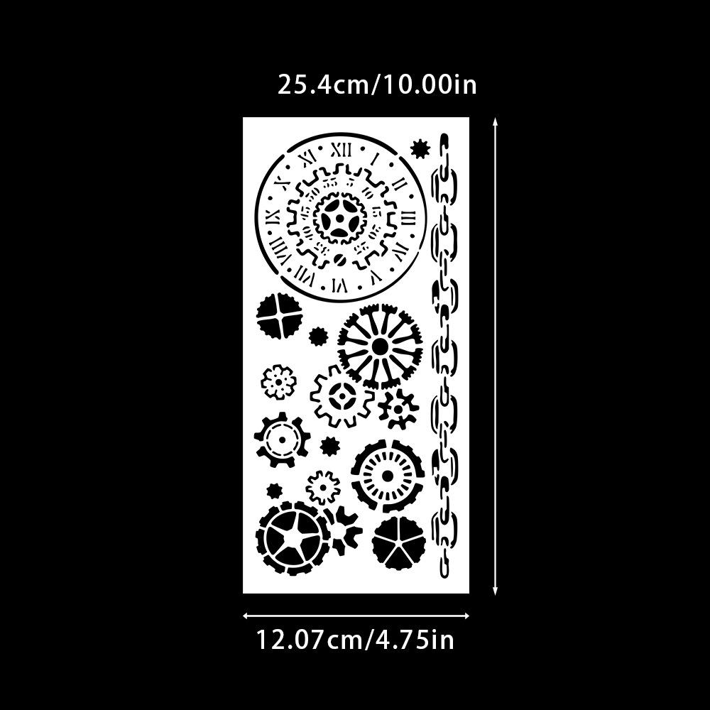 Трафарет для рисования узором из шестеренок - Маскирующий шаблон для декорирования журнала, Полый дизайн, Материал ПЭТ