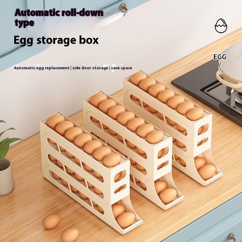 12 Stück Kühlschrank Eieraufbewahrungsbox Rollender Küchenbehälter Eier Rollständer Großes Volumen Kühlschrank Eierorganisator Halter