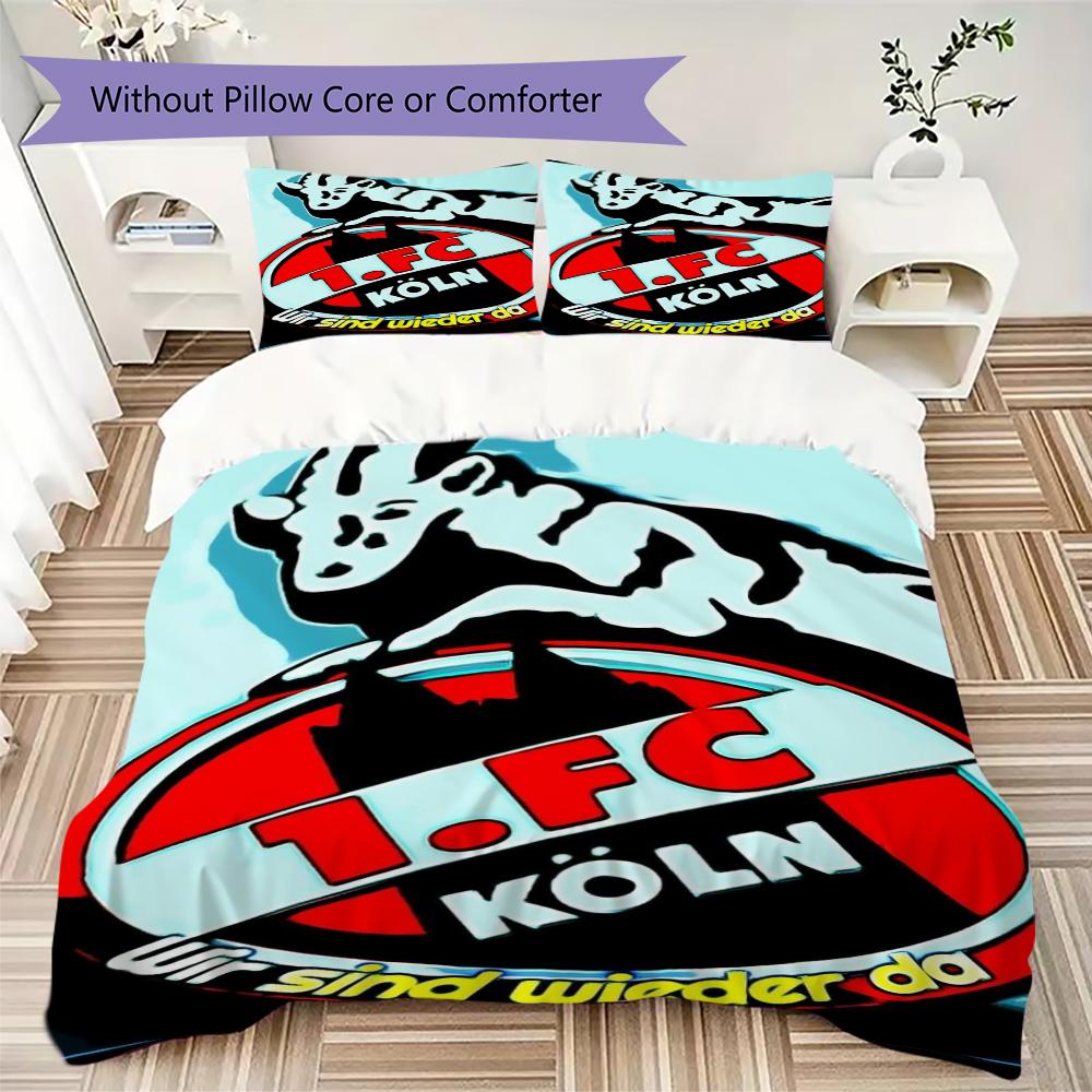 FC KÖLN  Pattern Bedding uilt Set uilt Cover Pillowcase Home Decoration Birthday Gift (1 * duvet cover + 2 * pillowcase  without core)51