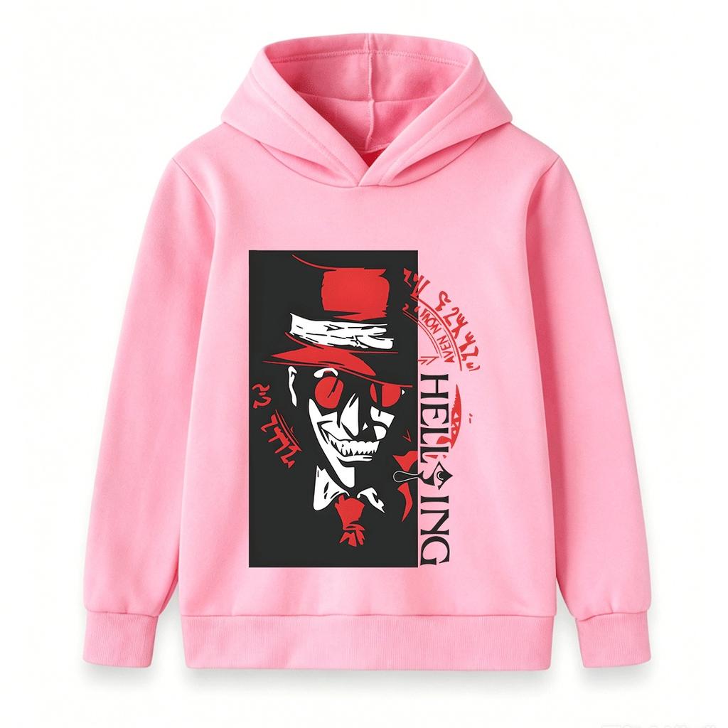 Kids Boys Girls Pullover Hoodie, Cool Cartoon Vampire Pattern Long Sleeve Casual Sweatshirt for Daily Wear