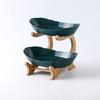 Nordic Creative Durable Plastic Fruit Plate With Wooden And Iron Stand Two Tier Three Tier Fruit Bowl For Living Room Modern Design