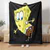 Spongebob Action Flannel Blanket Super Soft Warm Cozy Blanket For Sofa Bed Office Travel Allseason Home Decor Gift