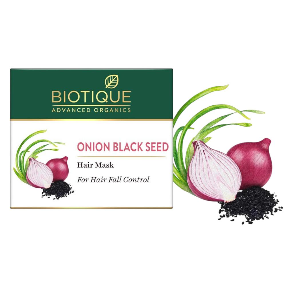 Biotique Zwiebel Schwarzkümmel Haarmaske 175g Gegen Haarausfall & für Wachstum, Nährt Repariert Verdickt das Haar, Natürlicher Glanz