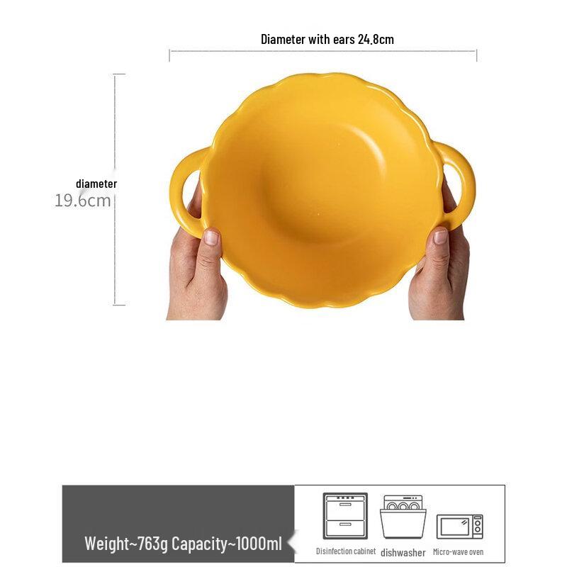 Abay Ceramic Double-Handle Serving Bowl