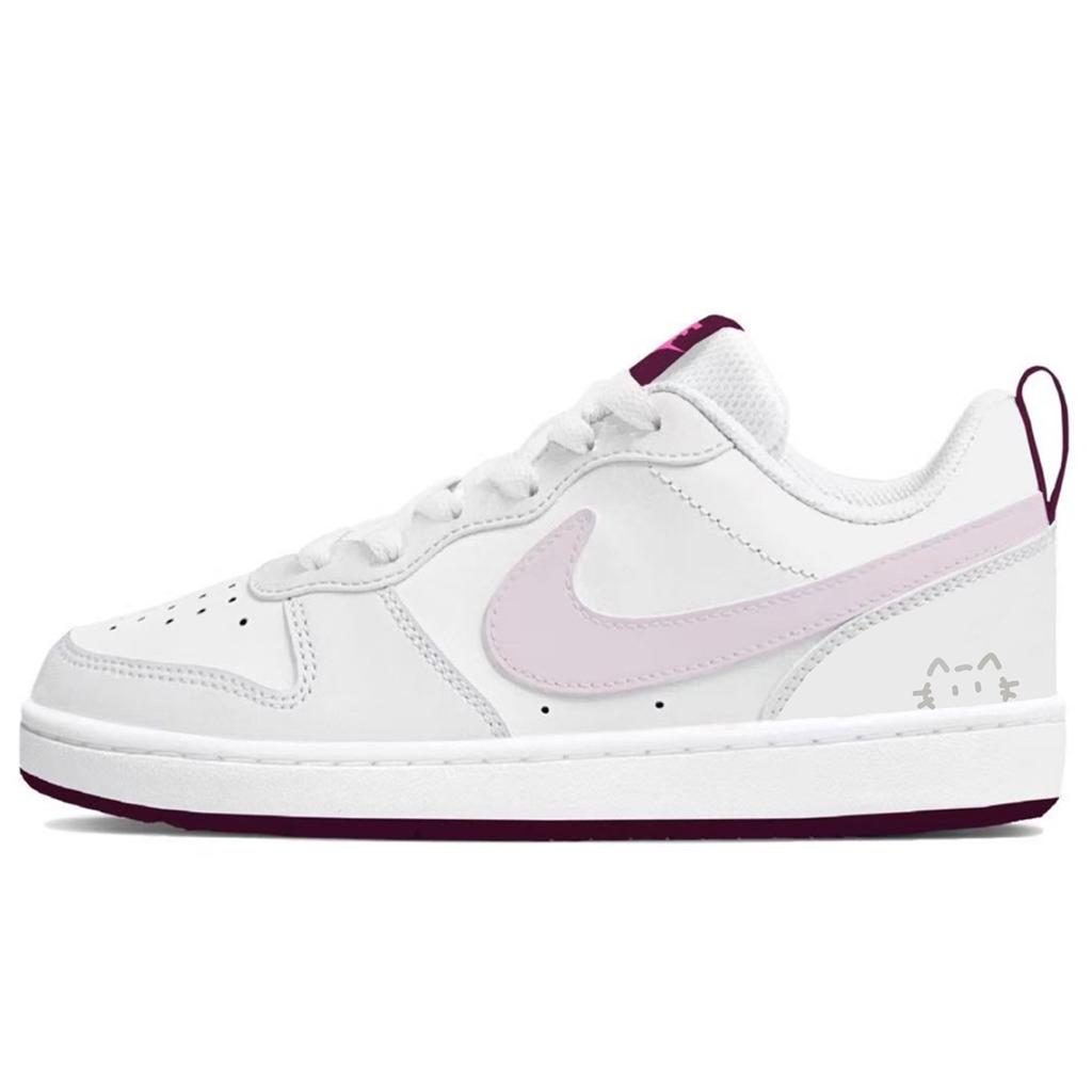 Nike Court Borough 2 Slip Resistant Abrasion Resistant Low top Skateboard Shoes Women's Pink White BQ5448-015(Team667-SBOX)