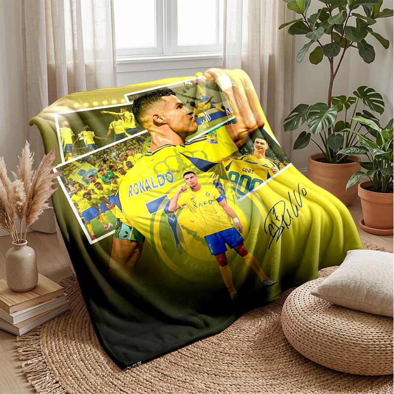 Cristiano Ronaldo Theme Blanket Soft Flannel Blanket Plush Throw Blanket Cozy Sofa Bed Blanket for Home Decor