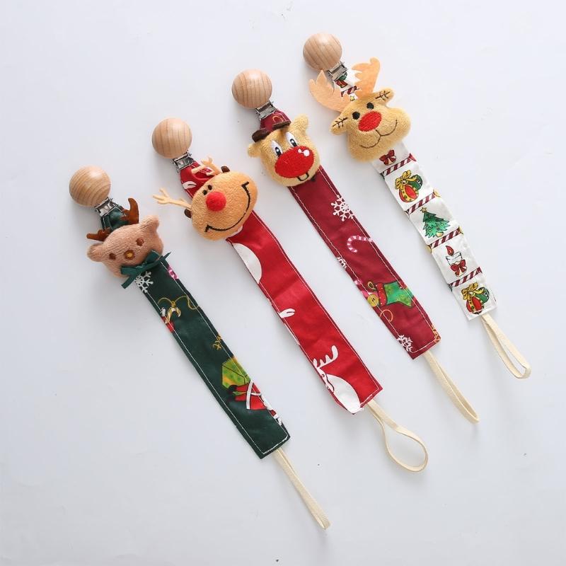 Handmade Baby Pacifier Clip Chain Cotton Cartoon Style Pacifier Holder Dummy Clips Baby Christmas Gift