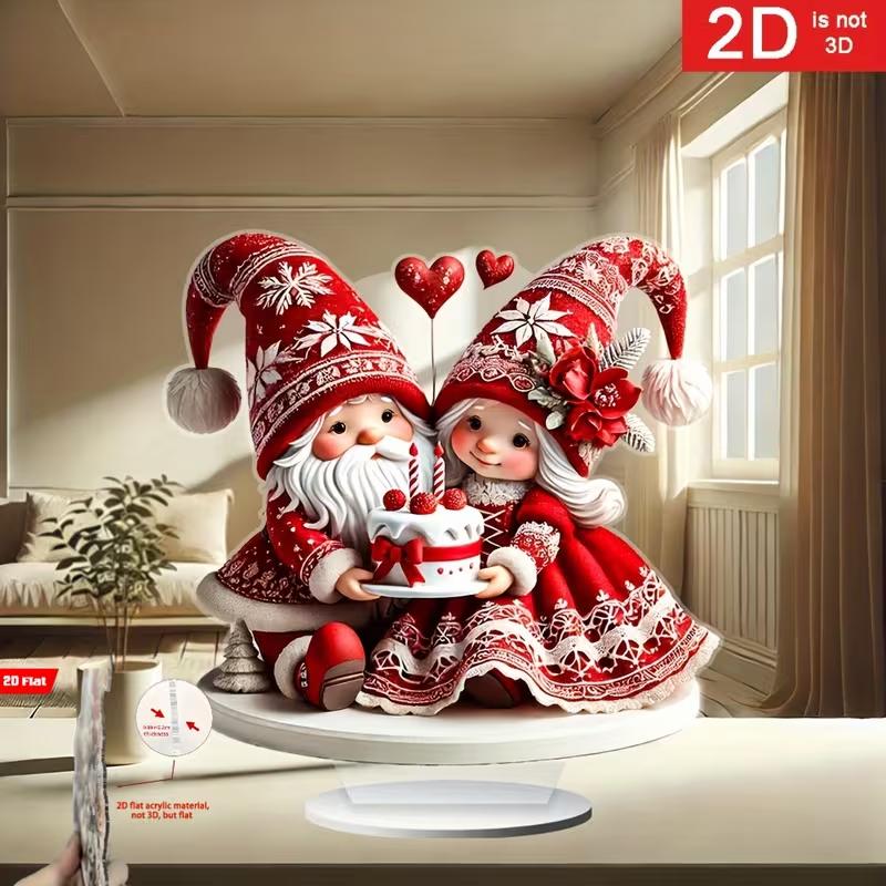 Dwarf Couple Heart-Shaped Cake Ornament Decoration for Romantic Home Valentine's Day Christmas Decor Ideal Couple Gift