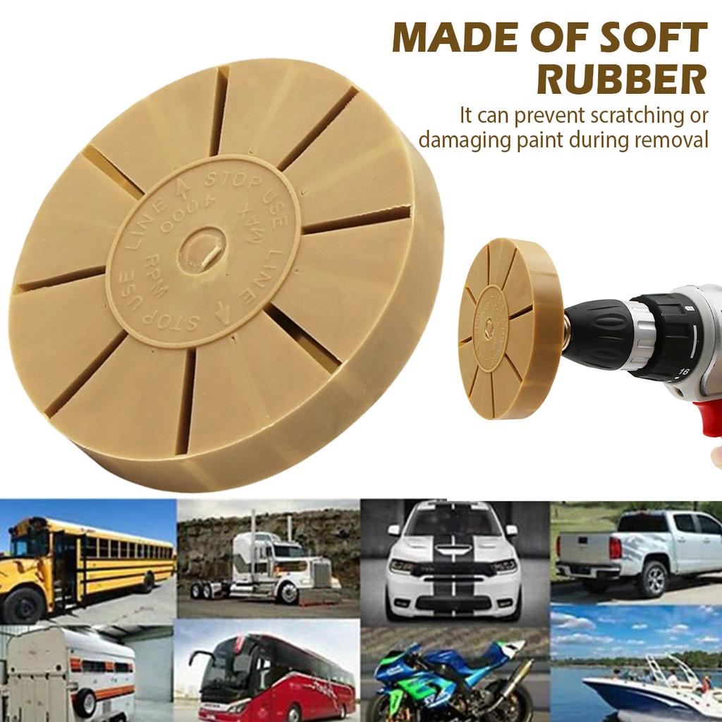 3.5Inch Decal Eraser Wheel Car Pneumatic Rubber Eraser Pad Car Sticker Film Glue Remover Paint Cleaner Car Polish Auxiliary Tool
